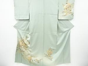 箔置き流水に地紙・草花模様訪問着